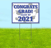 TampaPrinting Congrats Grad Class of 2021 Yard Sign 18" x 24" with Metal Step Stake