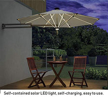 MidiLi Parasol Garden Umbrella 250cm Wall Solar LED Lights and Metal Pole - Garden tilt Adjustment Sun Shade Umbrella