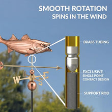 Bass with Arrow Weathervane - Pure Copper