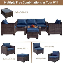 UOPYNE Patio Furniture Set, 7 Pieces Outdoor Patio Furniture with Table&Chair, All Weather Wicker Conversation Set with Ottoman