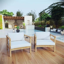 Modway EEI-3108-NAT-WHI-SET Bayport 2 Piece Outdoor Patio Teak Set, Natural White