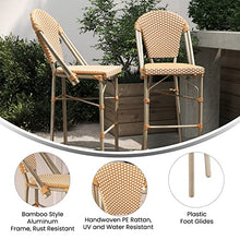 Flash Furniture 30 in Indoor/Outdoor Bar Stool, Natural/White, 2-Pack