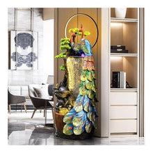 Outdoor Water Fountain Peacock Entrance Ornament, Large Fountain for Living Room, Resin Indoor with LED Lights, Suitable for, Balcony, Courtyard(Large)