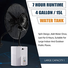Preferspace Wall-mounted Misting Fan, Oscillating Misting Fan with 3 Cooling Speeds and 15L Tank, Cooling Fan for Patio, Outside Restaurant, Garage, Workshop