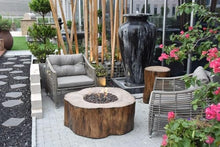 Elementi Manchester Gas Fire Pit Cast Concrete Fire Table, Outdoor Fire Pit Electronic Ignition | Canvas Cover, Lava Rock Included | Free AMS Wind Guard | Red Wood (Natural Gas)