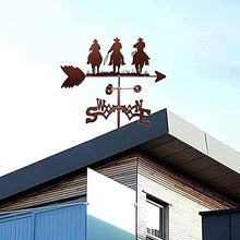 Metal Three Cowboy Weather Vane Stainless Steel Weather Practical Wind Vane Direction Indicator Measuring Tools Farm Scene Home Outdoor Garden Craft Ornament