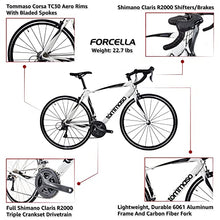 Tommaso Forcella Sport Bike Performance Aluminum Road Bike Carbon Shimano Claris 24 Speeds Road Bicycle Matte White