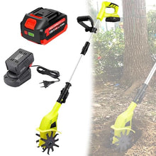 Electric Garden Tiller, Cordless Cultivator, Rotovator and Rototiller with 2×4000 mAh Lithium Battery for Lawn,Gardening,Soil Cultivation (A)