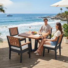 MURCANO Outdoor Dining Set for 5, HDPE Square Table and Chairs Set, Wood Grain Patio Furniture Sets, All Weather Patio Table and Chairs with Cushions for Lawn, Garden, Backyard