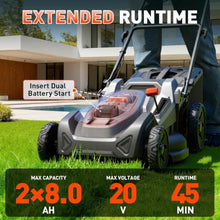 21 Inch Electric Lawn Mower Cordless, 2×20V 8.0Ah Brushless Push Mower