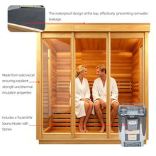 AMOCANE Outdoor 3-4 Person Steam Sauna, Canadian Hemlock Saunas Room for Home Spa, ETL 6KW Sauna Heater 220V/195℉, Traditional Backyard Saunas Spa Heater with Rocks, Towel Rack (70.9L*47.2W*74.8H)