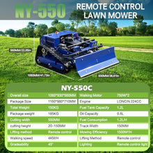 RC Lawn Mower with Plow Attachment – 7.5HP Petrol, 700m Remote, 55cm Deck, 2-15cm Height, 45° Slope, Self-Developed Circuit – for Garden, Farm, Snow Clearing – All-Season Tracked Too