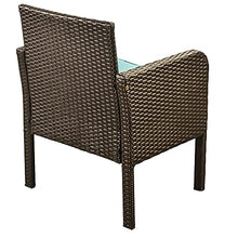 DUYHBAWRS 4 Pcs Patio Furniture Set Outdoor Rattan Sofa Seating Group Include 1 2 Chair Coffee Table Beige/Blue Cushions(D)