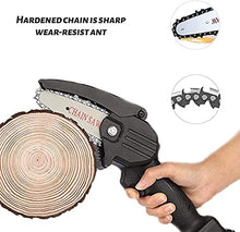 JIQHOHX Mini Chainsaw, 4-Inch Cordless Chainsaw, Cutting Scissors Chainsaw with Box Electric Portable Battery Chainsaw, for Tree Branch Woodcut (Blue)