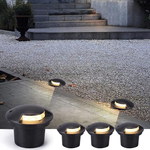 SDdPulse 4PCS Outdoor Buried Lights - Ground LED Landscape Lights LED Underground Light IP66 Waterproof In-Ground Lights Garden Buried Light Patio Garden Corner Lawn Sp,White Light-9W