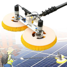 Photovoltaic PV Cleaning Kit for Home Rooftop Panels High Rise Exterior Windows, Double Rotating Brush Head Extendable Water Fed Pole Scrubber Adjustable Angle