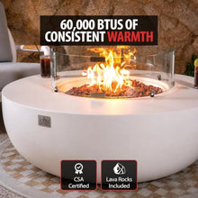 AMS 44" Round Concrete Propane Gas Fire Pit Table Bowl Bundle (Cream White)