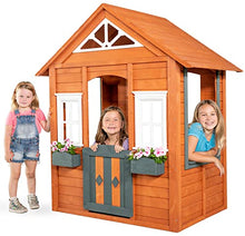Sportspower Woodbridge Wooden Outdoor Playhouse with Flower Boxes Red