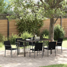 FUDUGEHMIOFWFJJ Modern 7-Piece Outdoor Dining Set, Black and Grey PE Rattan Patio Furniture with Table and Chairs, All-Weather Garden Set for Backyard, Balcony, Terrace