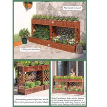 Raised Garden Bed With Trellis, 2-Tier Wooden Planter Box With Legs And Drain Holes Outdoor Elevated Garden Bed For Vegetable Fruit Herb Flower Ideal For Patio Balcony Backyard ( Color : Brown , Size