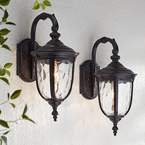 Bellagio 16 1/2" Black Vintage Outdoor Light Fixtures Set of 2