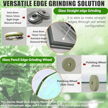 Small Glass Edging Machine, Electric Portable Glass Edger, Straight Round Bevel Edge Trimmer Grinder, Straight Round Bevelled Glass Edging Grinder Glass Acryl Polisher for Glass Stone Green