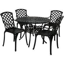 Sunnydaze 5-Piece Cast Aluminum Patio Dining Set - 4 Chairs and 41" Table Black
