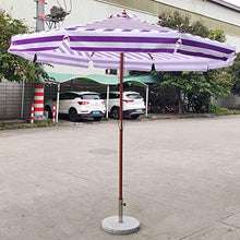 3WWWQMAA8 Purple Striped Umbrella,Large Garden Parasol/Outdoor Protective Market Table Umbrella,2.7m/9FT Patio Umbrella Canopy Easy to Close