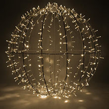 Wintergreen Lighting Commercial LED Large Light Ball Christmas Light LED Sphere Outdoor Christmas Light Decoration, Fold-Flat Metal Frame (37, White Frame/Warm White Lights)