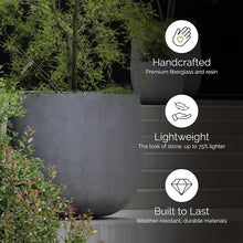COSAPOTS Mondo Round Indoor/Outdoor Planter, 20x19in Carbon Stone