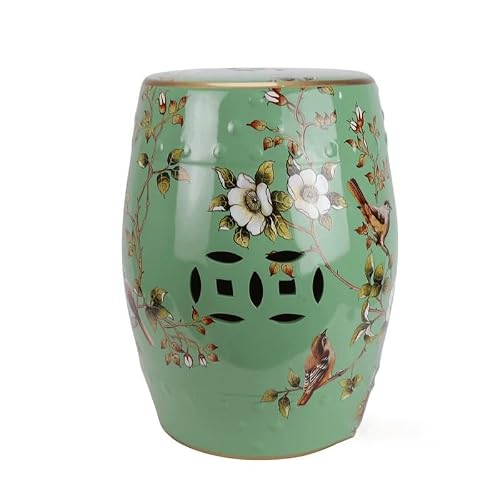 Ceramic Garden Stool Decorative Garden Stools Ceramic Blue And Green Flowers And Birds Shoe Bench Vanity Stool Bathroom Patio Living Room Round Drum Stool Sandals Coffee Table Ornaments Garden Stool C