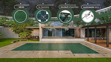 WaterWarden Inground Pool Safety Cover 16’ x 32’ with Right End Step, 15-Year Warranty, UL Classified to ASTM F1346, Triple Stitched for MAX Strength, Abrasion Resistant, Hardware Included, Green Mesh