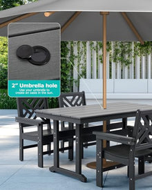 AXMOLM 10 Piece HDPE Outdoor Dining Set for 8, Patio HDPE Furniture Set with 2 Table and Umbrella Hole, Outdoor Table and Chairs for Garden, Poolside, Backyard, Deck