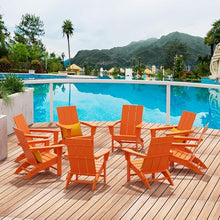 WestinTrends 8-Piece Modern Poly Folding Adirondack Chair Set Orange