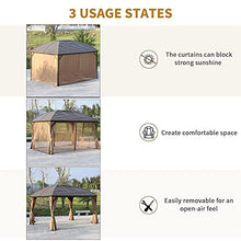 Outsunny 10' x 13' Hardtop Gazebo Canopy with Steel Roof and Netting, Brown