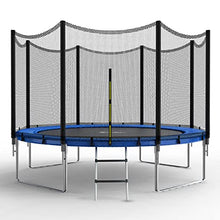 YSSOA 14FT Trampoline with Safety Enclosure and Wind Stakes Blue