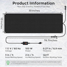 Electric Heated Snow Melting Mats for Outdoor Walkway Stairs Steps Driveway Walkway Sidewalk, Series Connection Rubber 10 x 30 Inch Snow Ice Melting Non-Slip Front Door Foot Mat (Size:5PCS 10×30in)