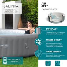 Bestway SaluSpa Grenada AirJet Inflatable Hot Tub with Set of 6 Underwater Non Slip Pool and Spa Seat with Adjustable Legs, Gray