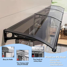 Awning for Door Entrance, Outdoor awnings with Aluminum Bracket, Polycarbonate Outdoor Door Patio Door Awnings Exterior for Porch/Patio/Window, UV/Rain/Snow Protection-Smoke Gray-80x440cm/31 x173