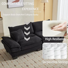 84"Corduroy Loveseat Couch Sofa, 2 People Deep Seat Couch with Pillows Comfy Upholstered Sofa Couches for Small Space,Living Room Bedroom Office Dorm Studio Apartment Love Seat Couche (Black)