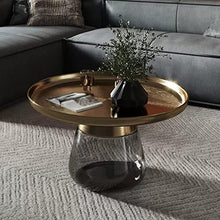 DIEYPOL Coffee Table Coffee Table Living Room Home Round Tea Table Balcony Small Table Simple Glass Combination Furniture Mesa para Centro De Sala(B)