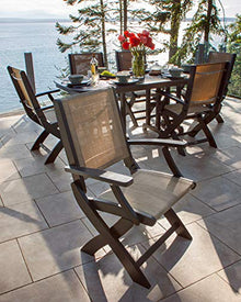 Polywood® Coastal Folding Chair in Slate Grey/Navy Blue Sling