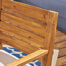 Great Deal Furniture GDFStudio Outdoor 6-Seater Acacia Wood Dining Set Sandblast Natural Stained + Cream