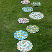 Kunovo Mosaic Garden Stepping Stone, Multicolored Round Walkway Landscaping Decorative Stones, Eco-Friendly Resinous Outdoor Pathways Décor Pavers (Size : 1 Pack), 58741