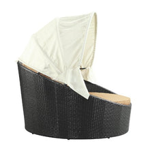 Modway Siesta Wicker Rattan Outdoor Patio Canopy Daybed in Espresso Mocha