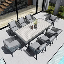 Home Care Wholesale 9 Pieces Patio Dining Set for 8 All Weather Outdoor Furniture Darker Grey Cushion
