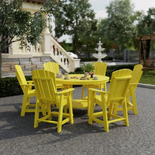 Wildridge Heritage 7-Piece 60" Pub Counter Set, Lemon Yellow - Outdoor Weather Resistant Recycled Plastic Furniture for Patio