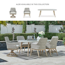 Signature Design by Ashley Seton Creek Cottage Nuvella Weather Resistant Fabric Outdoor Swivel Dining Chair with Cushion, Set of 2, Light Brown & Light Gray