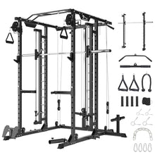 CuisinAid Power Cage with Smithbar 2000 Lbs Power Rack Cable Crossover System Black
