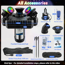 Pond Fountain Aerator with Lights, Large Fountain for Pond Lake Fish Farm